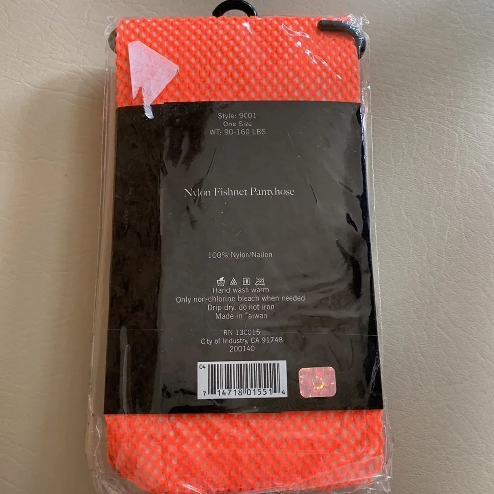 NWT neon orange fishnet‎ Pantyhose by Leg Avenue from Halloween Express
